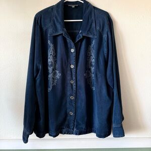 Vintage Cynthia Max Denim Shirt with Silver Toned Buttons